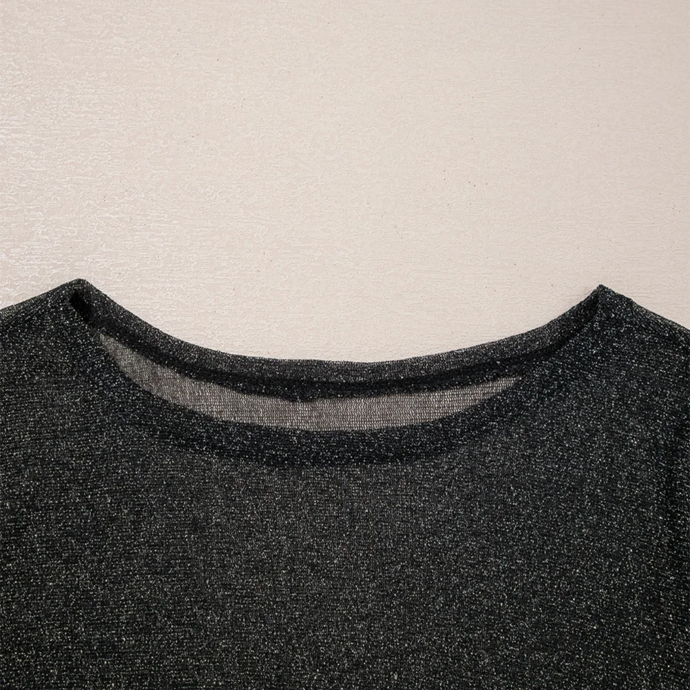 Black Sheer Glitter Top - Picture 4 of 9